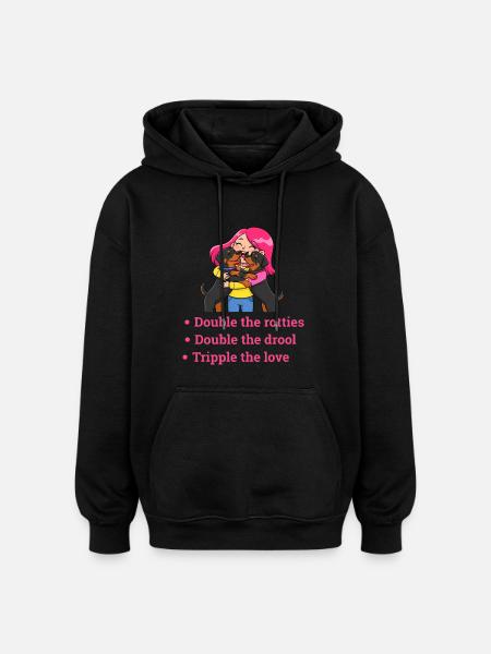 Doubler les rotties, tripler l’amour - Sweat à capuche oversize unisexe - noir