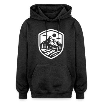 Montagnes, Nature, Paysage - Sweat à capuche oversize unisexe - charbon - Devant - Noah (186cm)