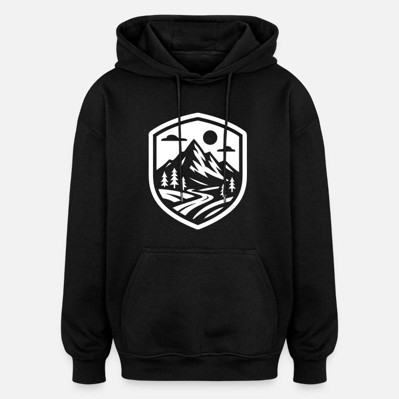 Mountains Nature Landscape - Oversized Unisex Hoodie - black