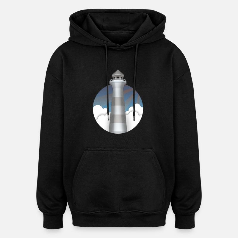 Leuchtturm - Oversized Unisex Hoodie - Schwarz