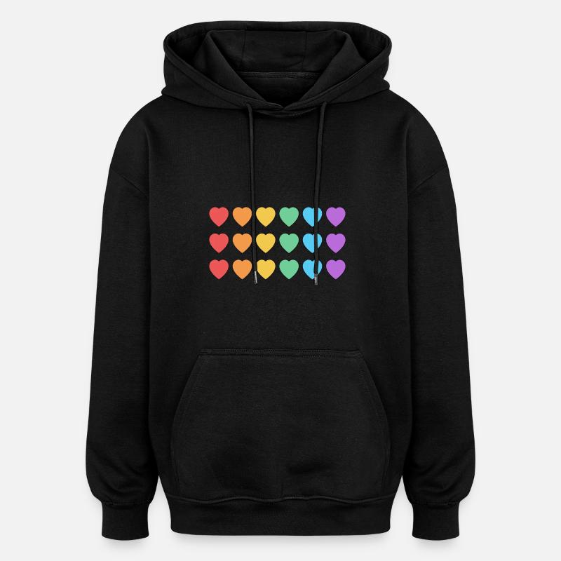 Regenbogenherzen LGBT Pride - Oversized Unisex Hoodie - Schwarz