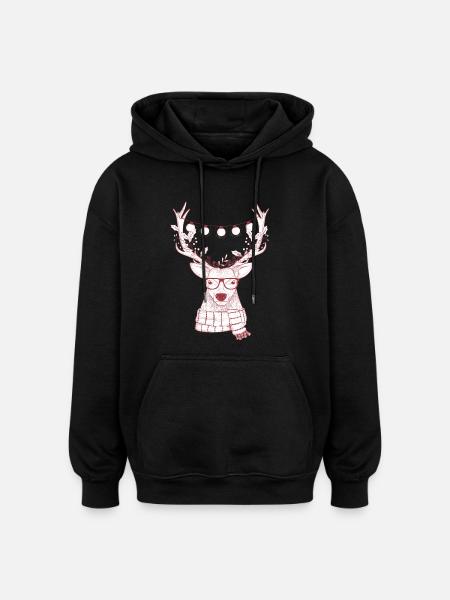 Refroidir Reindeer Conception - Sweat à capuche oversize unisexe - noir