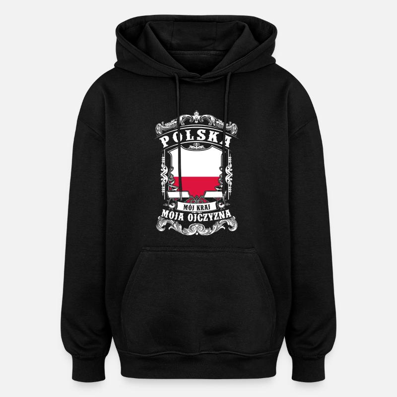 Polska - Poland - Polen - Sweat à capuche oversize unisexe - noir