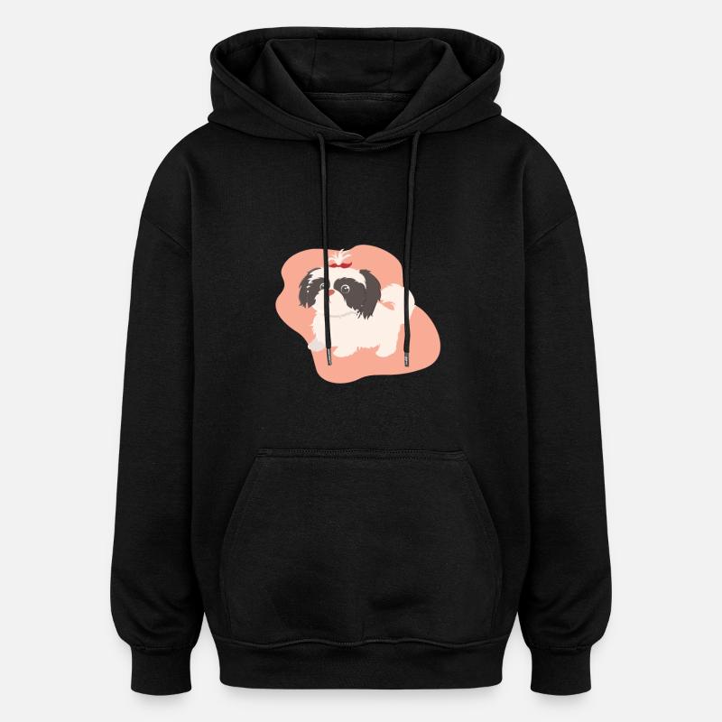 Chien avec tresse - Sweat à capuche oversize unisexe - noir