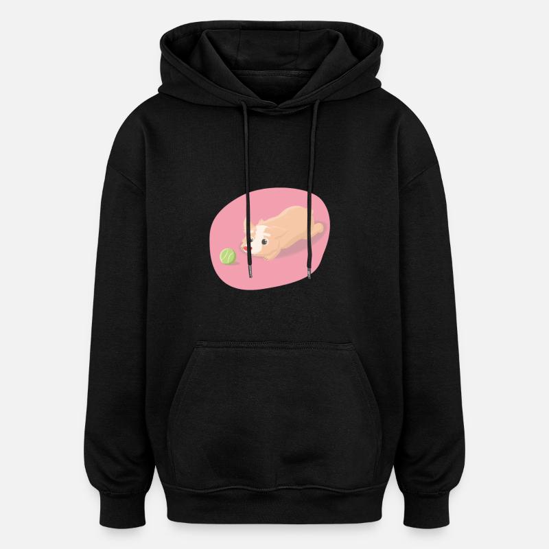 Chien avec ballon de jeu - Sweat à capuche oversize unisexe - noir