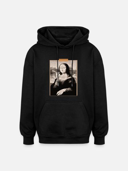 Mona Lisa Modernized Cigarette T-shirt - Oversized Unisex Hoodie - black