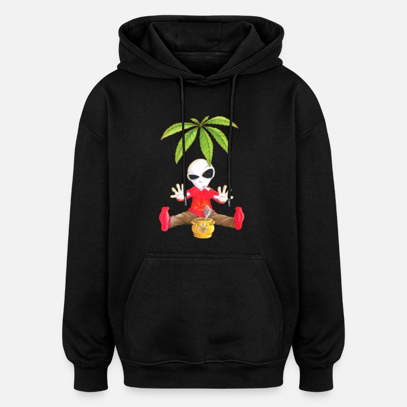 Hanf Alien - Oversized Unisex Hoodie - Schwarz