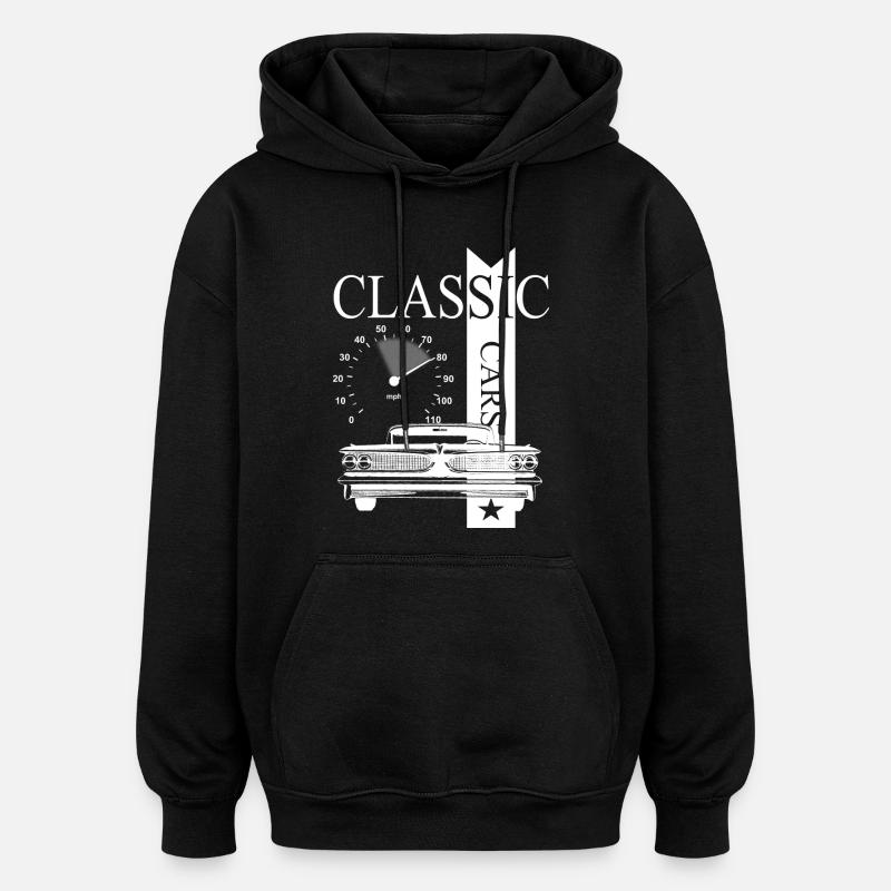 Voitures classiques automobiles - Sweat à capuche oversize unisexe - noir
