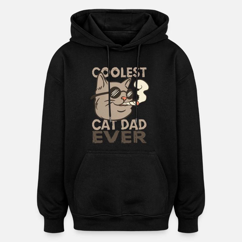 Chat Papa - Sweat à capuche oversize unisexe - noir