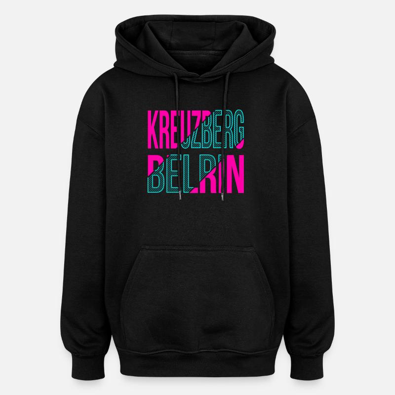 Design du Kreuzberg Berlin - Sweat à capuche oversize unisexe - noir
