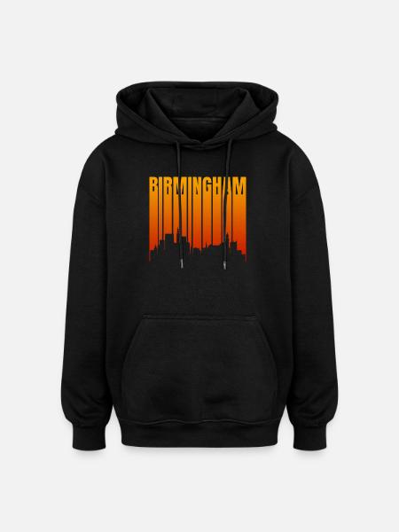 Birmingham Skyline Neon Stripes - Oversized Unisex Hoodie - black