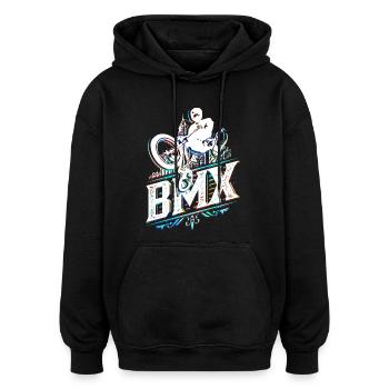 Retro Bmx Bike - Bmx rider aux couleurs vives - Sweat à capuche oversize unisexe - noir - Devant - Noah (186cm)
