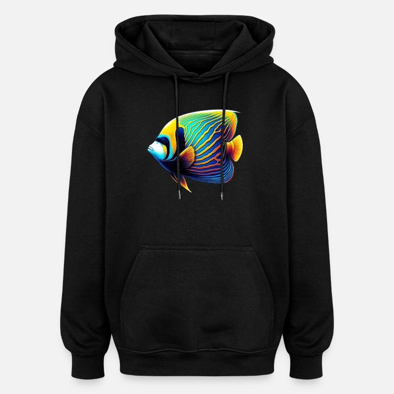 Poisson ange empereur - Sweat à capuche oversize unisexe - noir