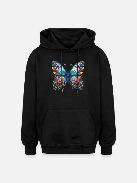 Papillon - Sweat à capuche oversize unisexe - noir