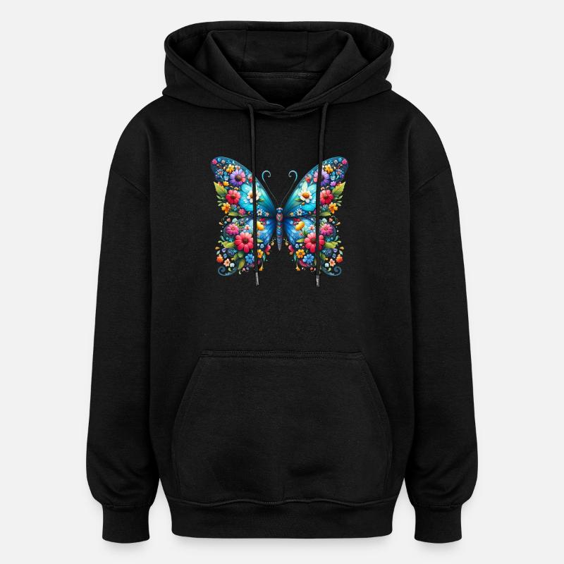 Papillon - Sweat à capuche oversize unisexe - noir