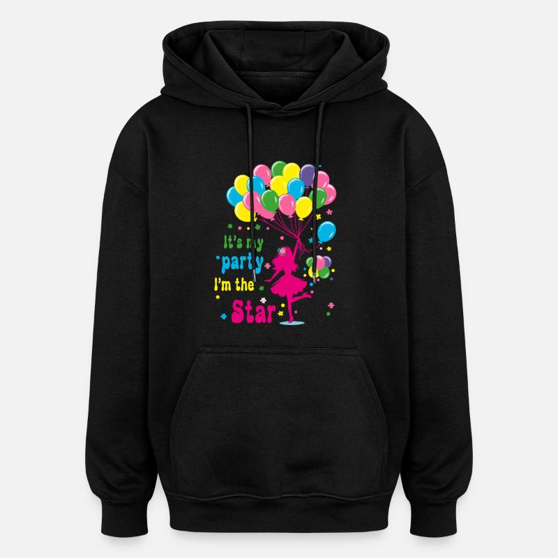 Feierliches Mädchen mit Luftballons Design - Oversized Unisex Hoodie - Schwarz