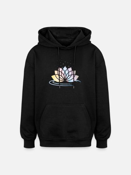 Stylized Pastel Flower Symbol with Water - Oversized Unisex Hoodie - black