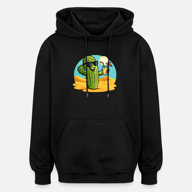 Cactus Summer - Oversized Unisex Hoodie - black