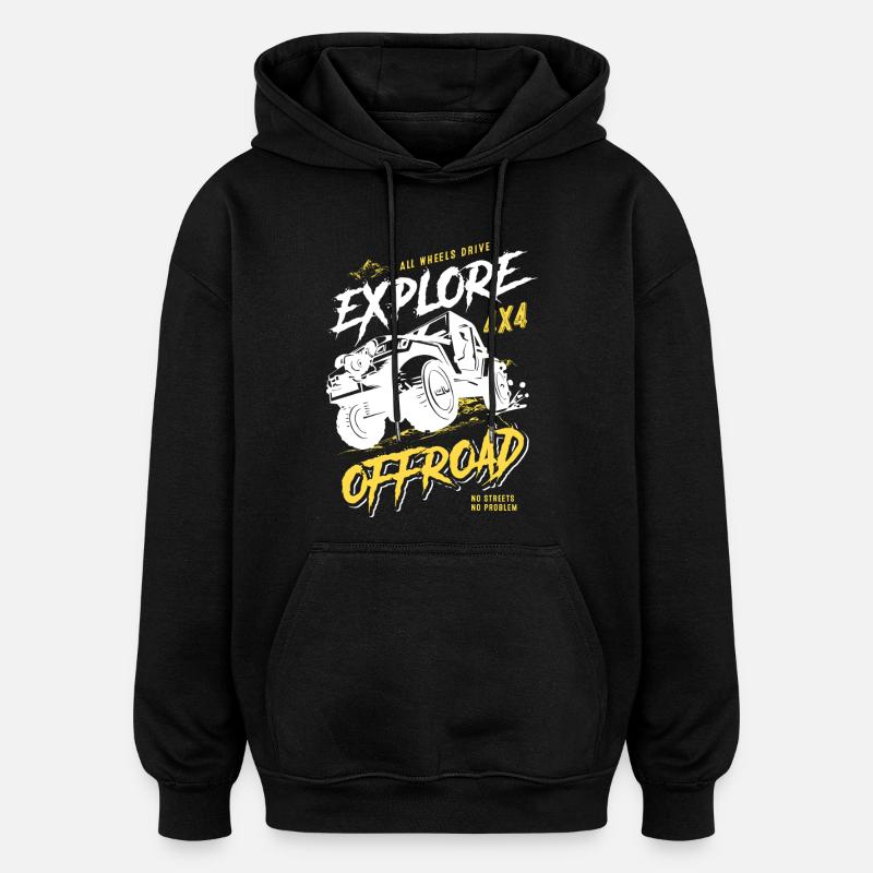 Aventure Tout-terrain Véhicule tout-terrain 4x4 - Sweat à capuche oversize unisexe - noir