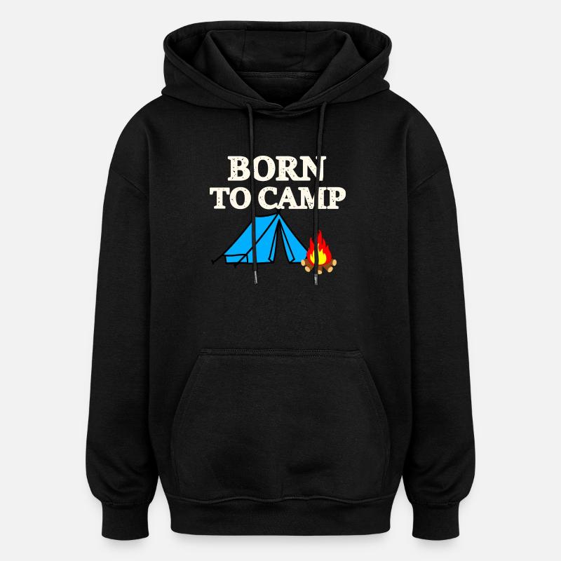 Né pour camper - Sweat à capuche oversize unisexe - noir