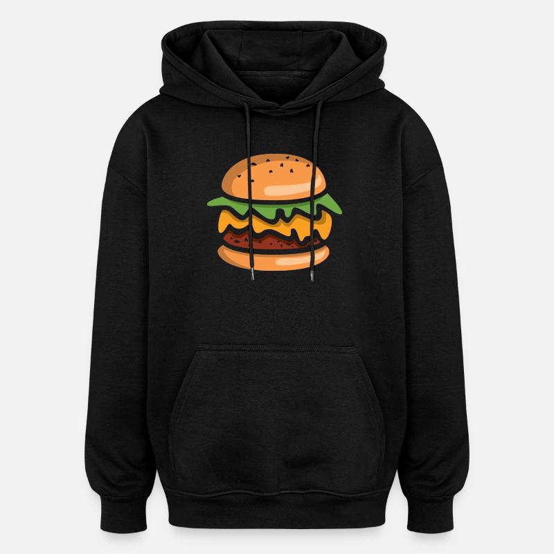 Comic Burger Cheeseburger - Oversized Unisex Hoodie - black