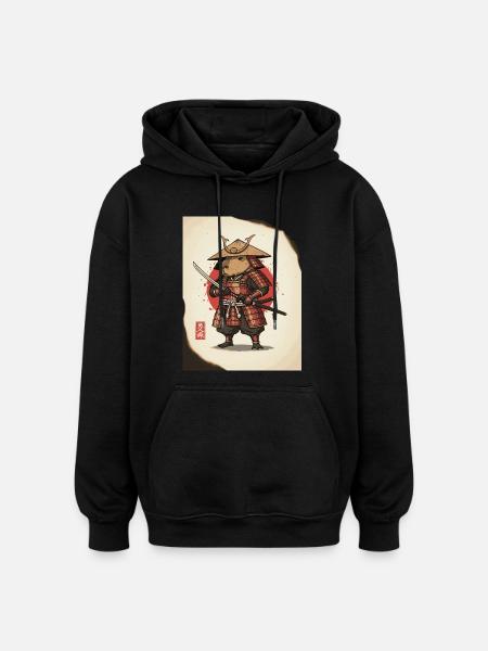 Anthropomorphe Ratten-Samurai in Rüstung - Oversized Unisex Hoodie - Schwarz