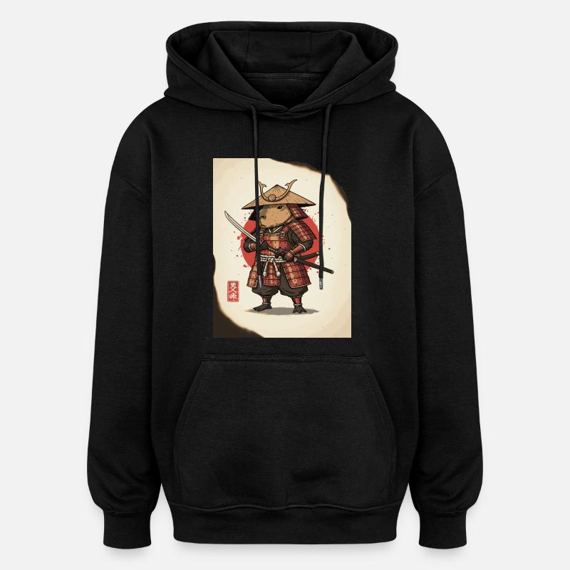 Samouraï rat anthropomorphe en armure - Sweat à capuche oversize unisexe - noir