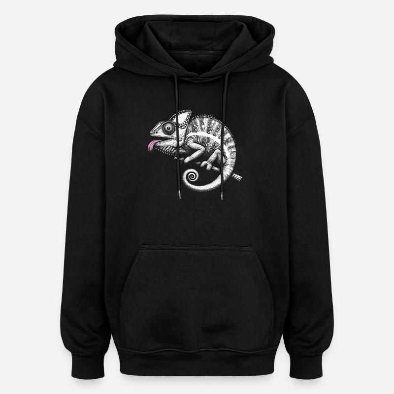 Caméléon art tribal pastel - Sweat à capuche oversize unisexe - noir