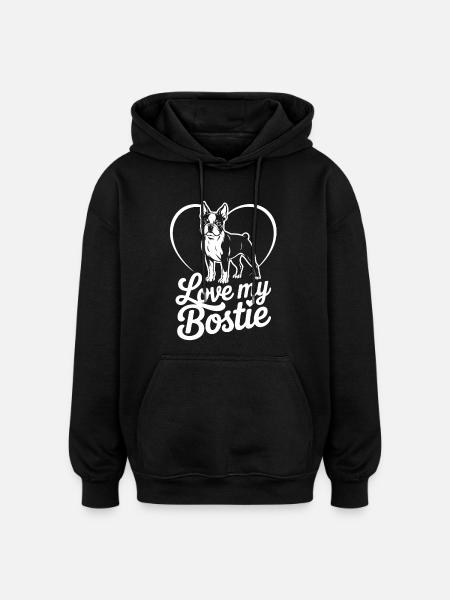 Bostie Love Heart Silhouette - Oversized Unisex Hoodie - black