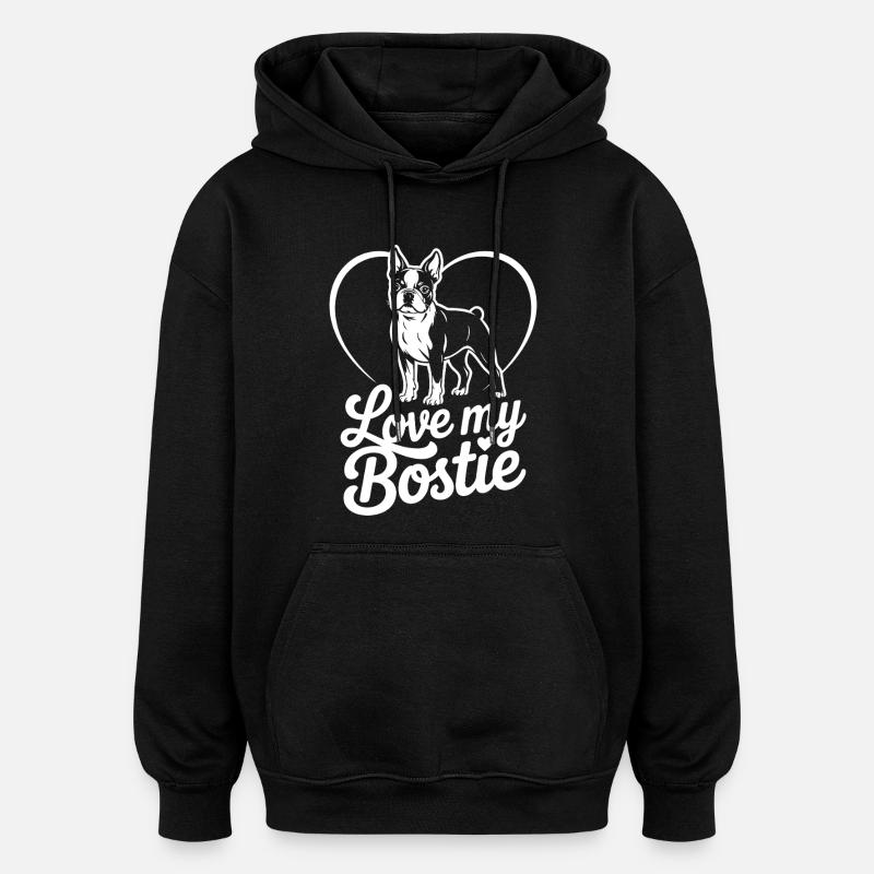 Bostie Love Silhouette Coeur - Sweat à capuche oversize unisexe - noir