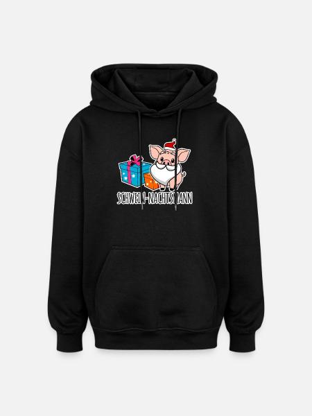 Merry Christmas with the Pig Nightman! - Oversized Unisex Hoodie - black