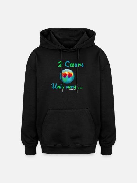 2 Cœurs Unis vers… - Sweat à capuche oversize unisexe - noir