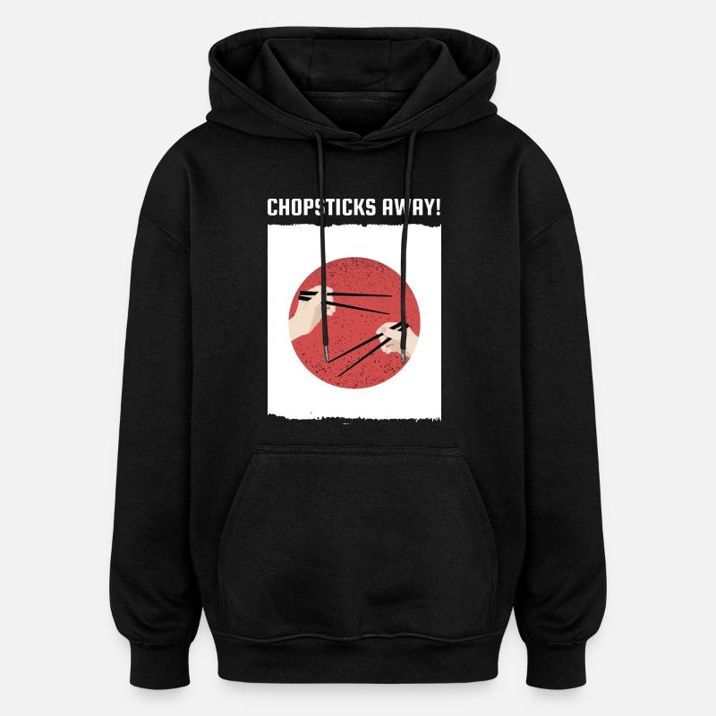 Baguettes à l’écart, ramen Drapeau japonais - Sweat à capuche oversize unisexe - noir