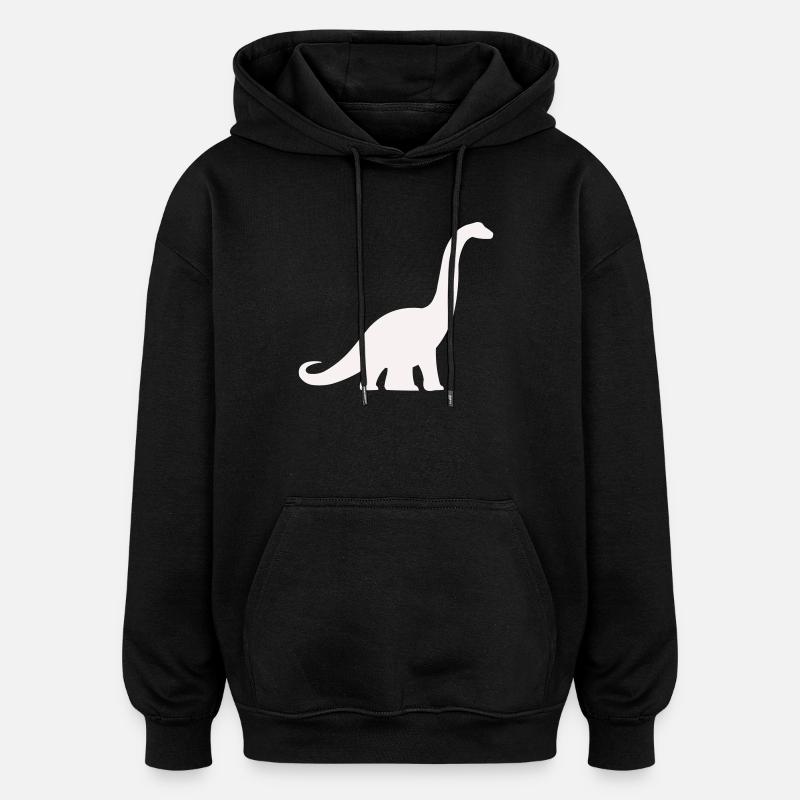 Dino silhuet med lang hals - Oversize unisex hoodie - sort