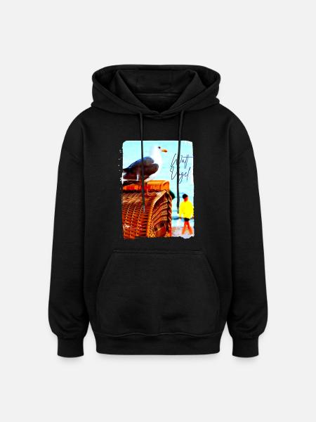Möwe Wattvogel am Strand - Oversized Unisex Hoodie - Schwarz