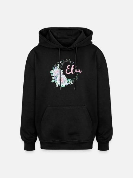 Couronne de fleurs Elia à l’aquarelle - Sweat à capuche oversize unisexe - noir