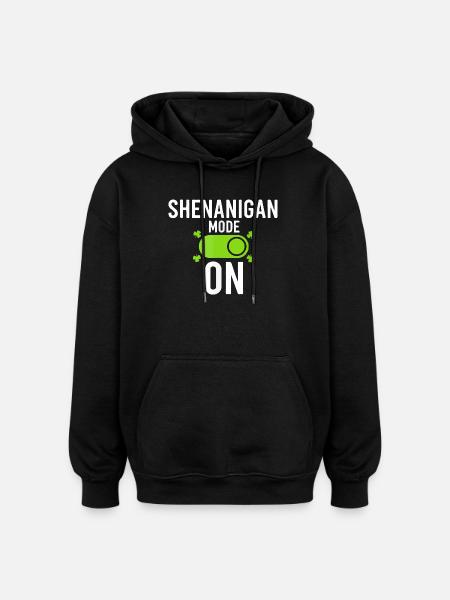Shenanigan Mode Grün - Oversized Unisex Hoodie - Schwarz