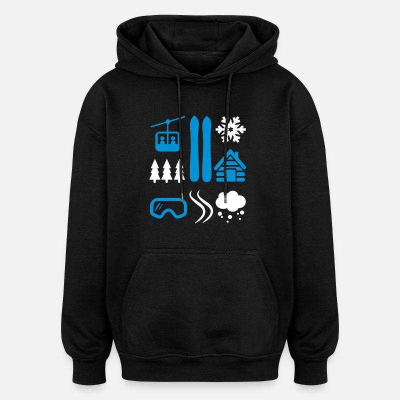 SKI - Sweat à capuche oversize unisexe - noir