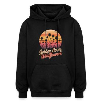 Wildflowers & Sunset - Oversized Unisex Hoodie - black - Front - Noah (186cm)