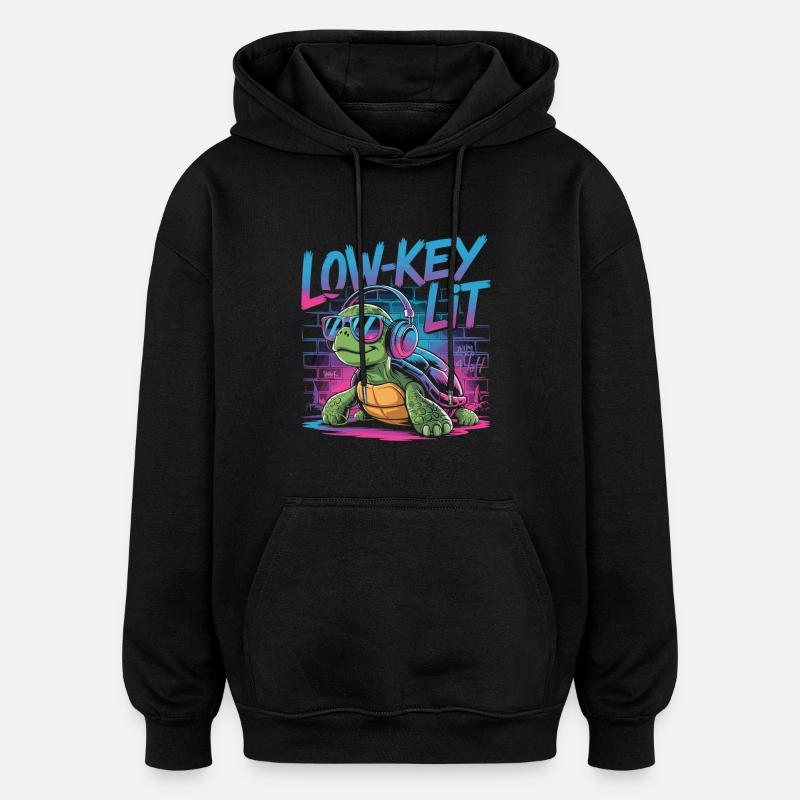 Low-Key Lit Schildkröte - Oversized Unisex Hoodie - Schwarz