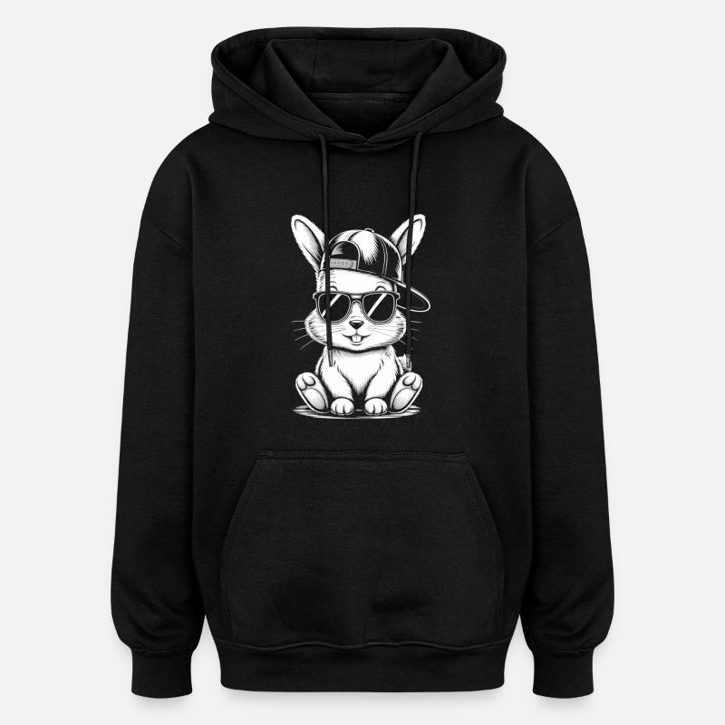 Bunny with sunglasses - Oversized Unisex Hoodie - black