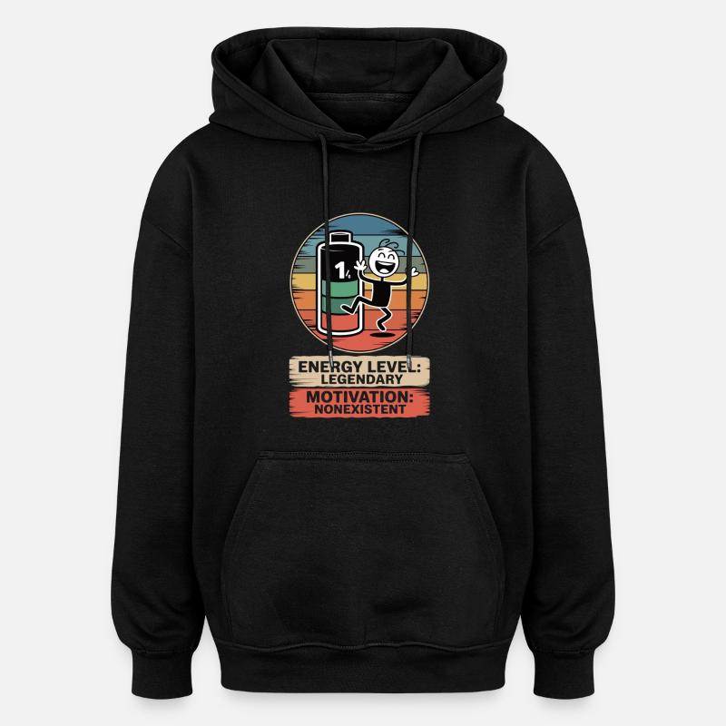 1% battery, 100% sarcasm - Oversized Unisex Hoodie - black