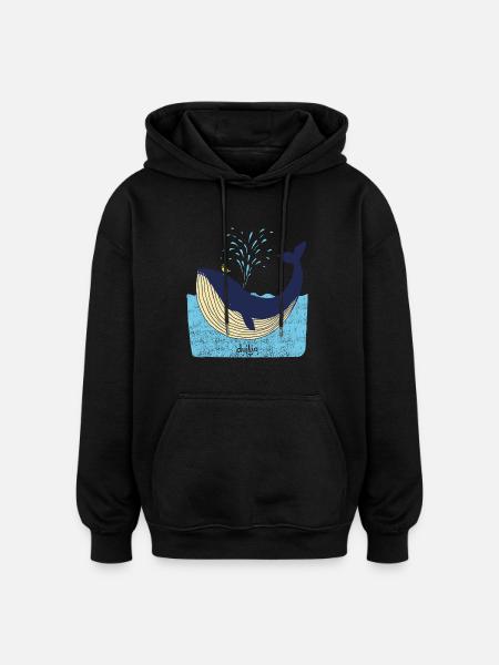 duilio whale - Oversized Unisex Hoodie - black