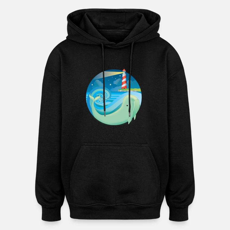 whale - Oversized Unisex Hoodie - black