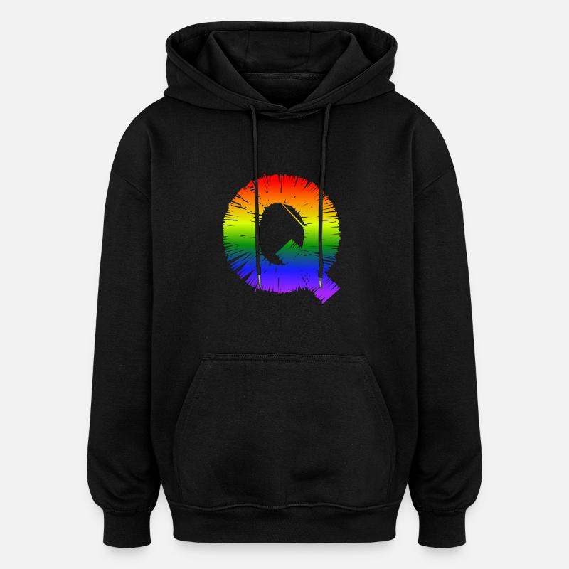 Rainbow Q - Oversized Unisex Hoodie - black