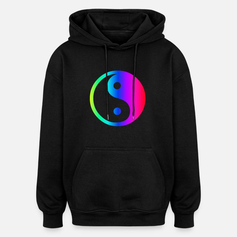 Arc-en-Ying Yang - Sweat à capuche oversize unisexe - noir