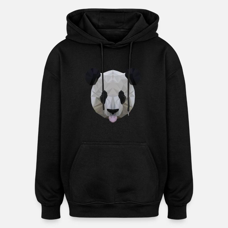 Polygon Panda - Oversized Unisex Hoodie - black