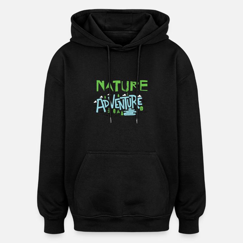 Aventure nature - Sweat à capuche oversize unisexe - noir