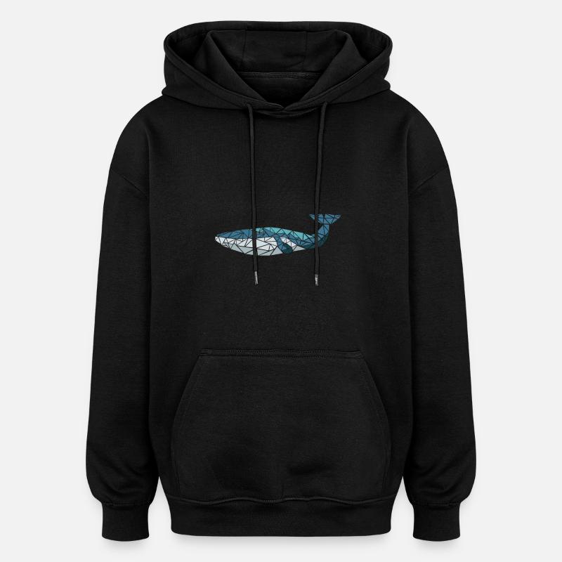 Baleine - Polygone Motif - Géométrique - Cadeau - Sweat à capuche oversize unisexe - noir