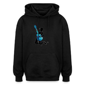 Musicien Blue Black Guitar - Sweat à capuche oversize unisexe - noir - Devant - Noah (186cm)